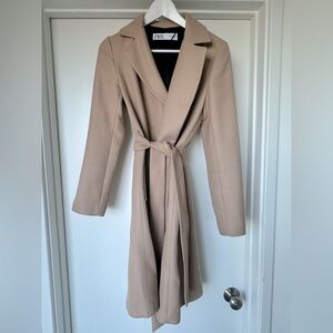 Zara Beige Belted Pea Coat